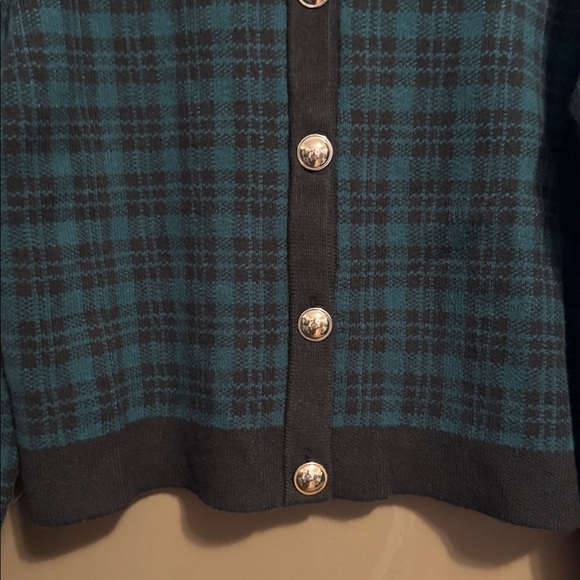 Ann Taylor Women’s Plaid Patterned Sweater - Greenand Black Size M - Picture 4 of 7